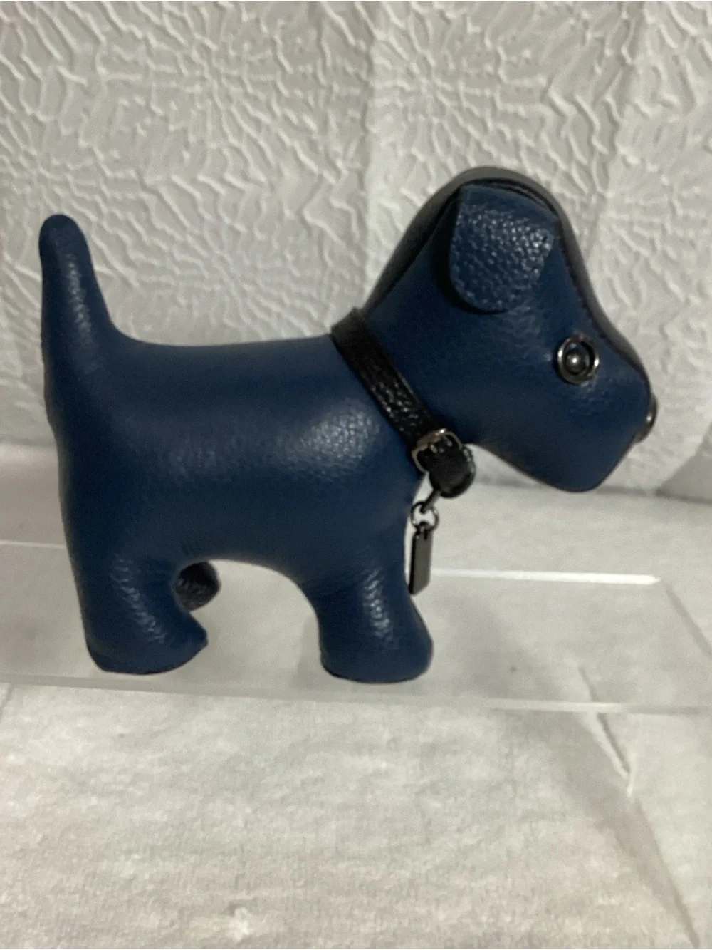 Coach Blue Colorblock Puppy Dog Paperweight with Collar & Charm Unisex